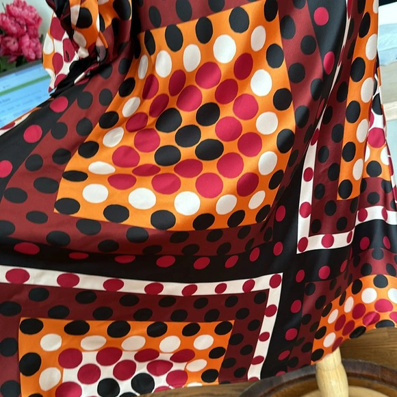 ZARA Retro 70s MIDI Dress Satin Effect Polka Dot Earth Tones, Size Small NWT - Picture 10 of 16